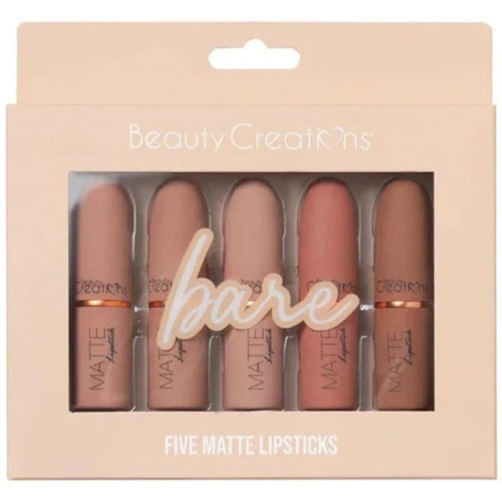 NIB Beauty Creations "Bare" Five Piece Matte Lipstick Set - FULL SIZE